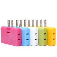 HKM-938771 180 Degree Rotatable Ultra-Thin Power Socket Converter with 3 Ports - Compact Design in White, Blue, Green, Yellow