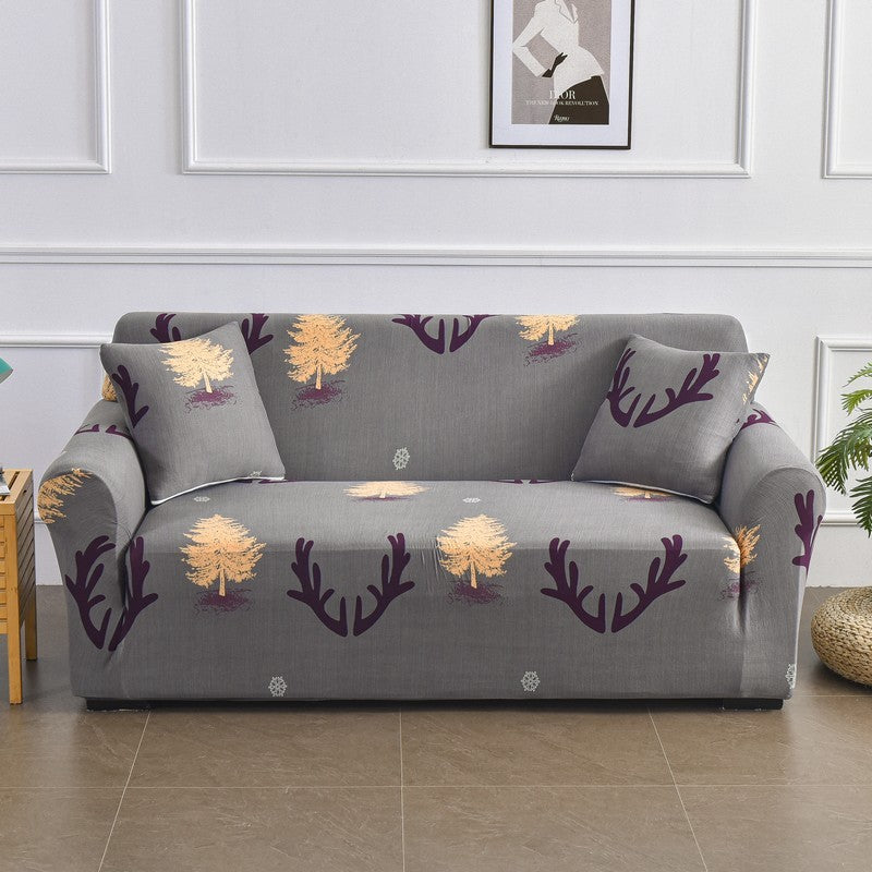 HKM-938771 All-Inclusive Stretch Sofa Cover with Plant and Flower Pattern