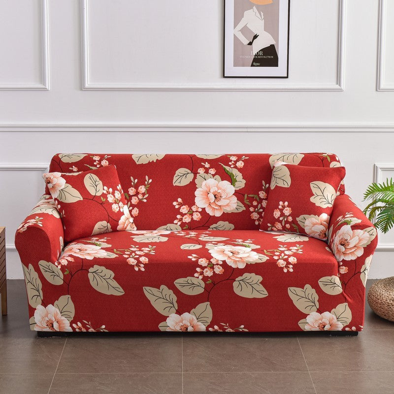 HKM-938771 All-Inclusive Stretch Sofa Cover with Plant and Flower Pattern