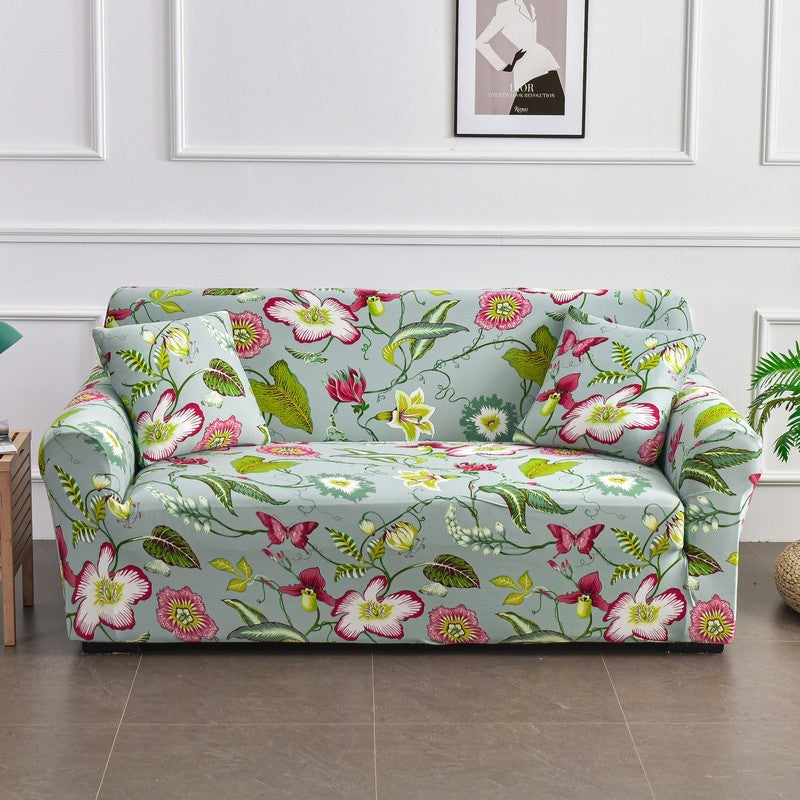 HKM-938771 All-Inclusive Stretch Sofa Cover with Plant and Flower Pattern