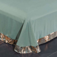 HKM-939027 Court Style Satin Jacquard Four-Piece Bed Sheet Set in British Fashion Green Camel