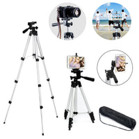HKM-939091 Portable Aluminum Tripod Stand with Universal Smartphone Holder and 360-Degree Swivel Head, Ideal for Live Streaming and Photography