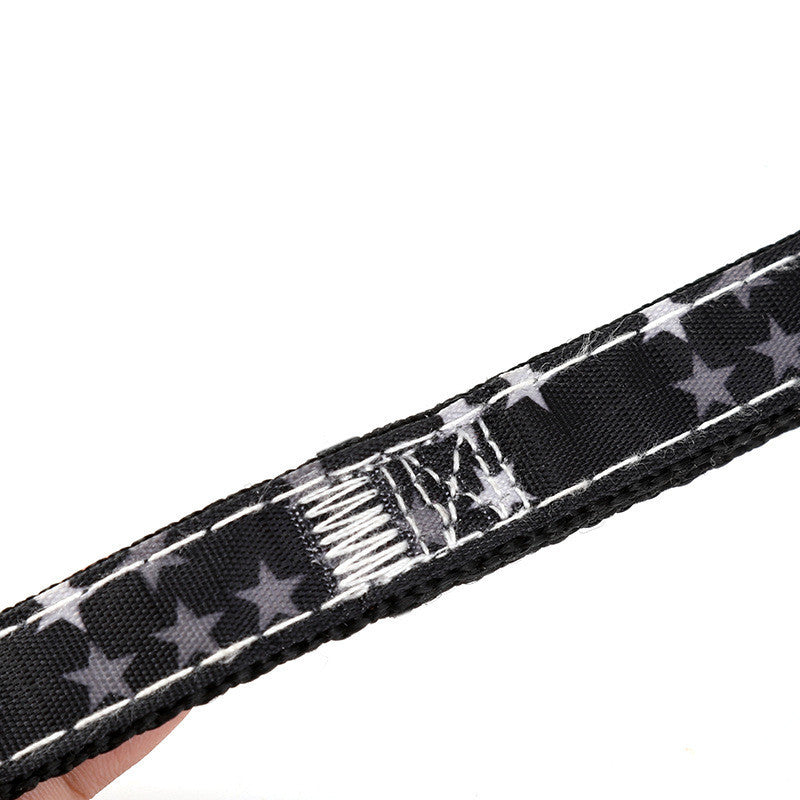 HKM-939219 Sky Blue and Light Brown Dog Traction Leash - Metal and Polyester, Sizes S to XL