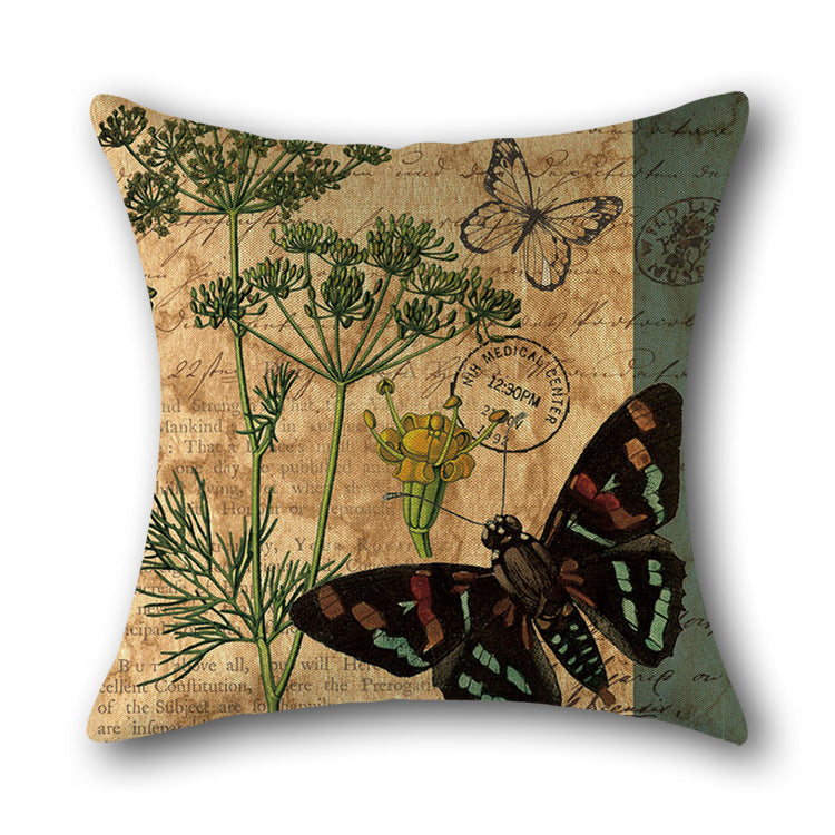 HKM-939411 Cotton Linen Cartoon Throw Pillow Cushion Cover for Sofa and Office Decor