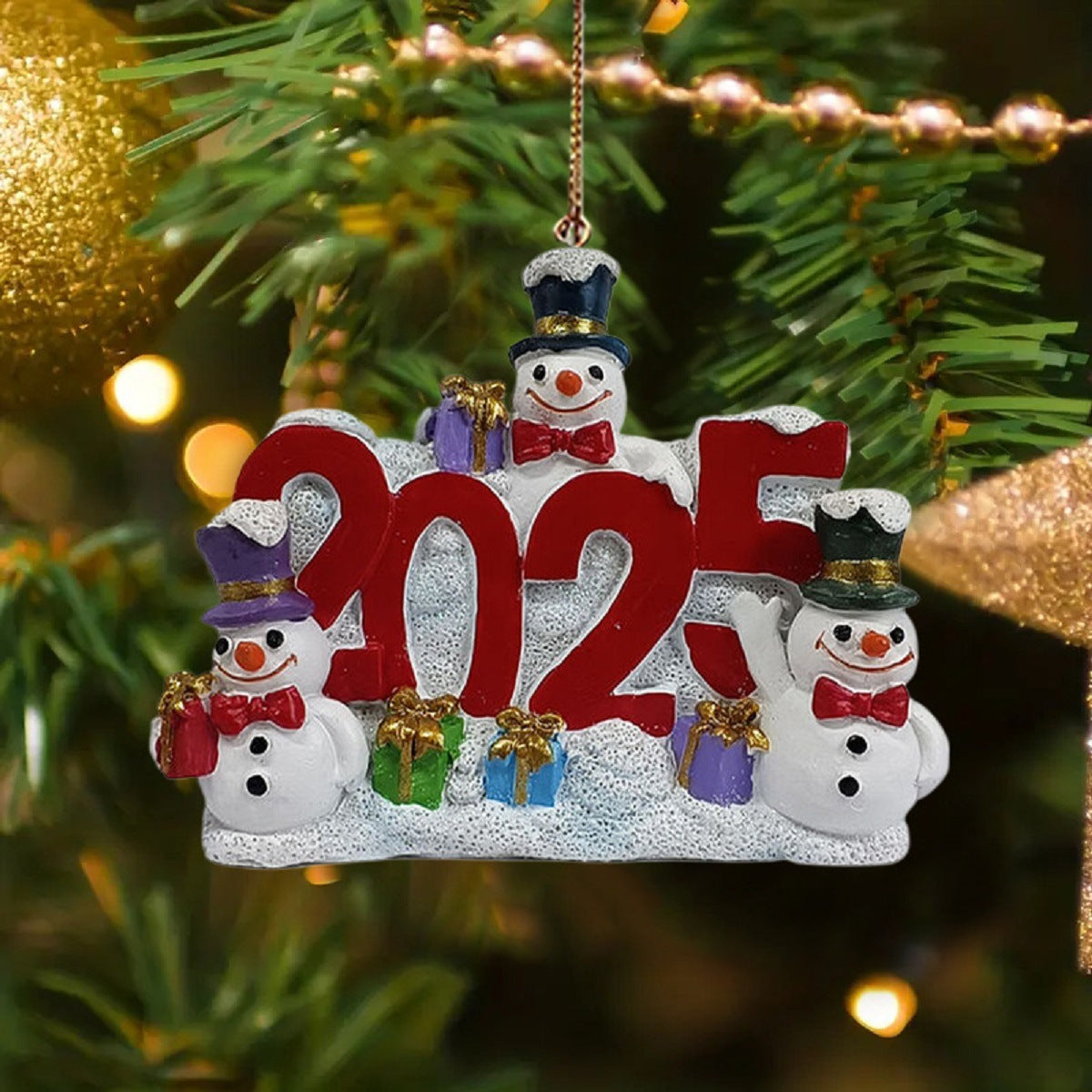 HKM-939475 Christmas Snowman Resin Pendant - Festive Ornament for Holiday Decor 5.3x3.5x10cm