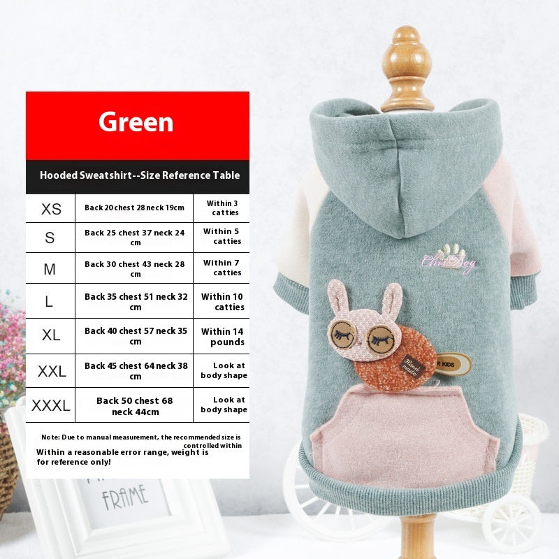 HKM-939539 Cozy Cotton Pet Sweatshirt in Brown, Green, and Pink - Sizes XS to 2XL