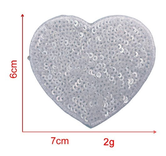 KTX-939539 Sequin Heart Embroidery Patch with Hot Melt Adhesive for DIY Decorations