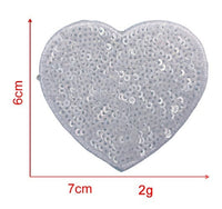 HKM-939539 Sequin Heart Embroidery Patch with Hot Melt Adhesive for DIY Decorations