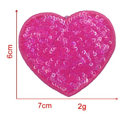 KTX-939539 Sequin Heart Embroidery Patch with Hot Melt Adhesive for DIY Decorations