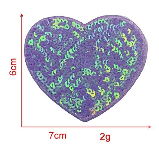 KTX-939539 Sequin Heart Embroidery Patch with Hot Melt Adhesive for DIY Decorations