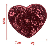 HKM-939539 Sequin Heart Embroidery Patch with Hot Melt Adhesive for DIY Decorations