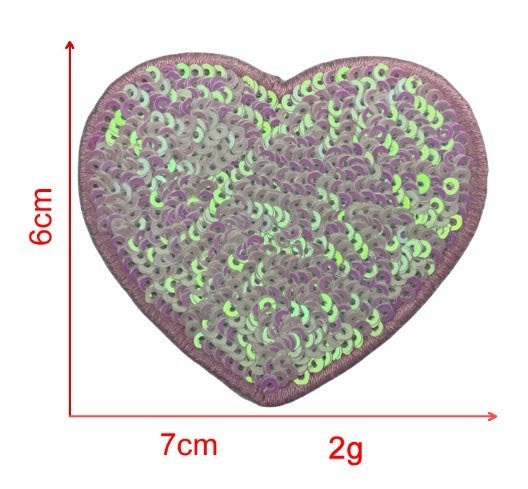 KTX-939539 Sequin Heart Embroidery Patch with Hot Melt Adhesive for DIY Decorations