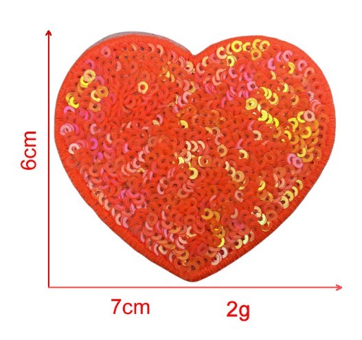 KTX-939539 Sequin Heart Embroidery Patch with Hot Melt Adhesive for DIY Decorations