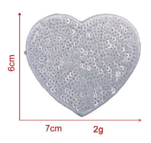 KTX-939539 Sequin Heart Embroidery Patch with Hot Melt Adhesive for DIY Decorations