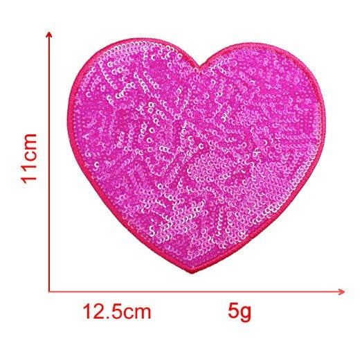 KTX-939539 Sequin Heart Embroidery Patch with Hot Melt Adhesive for DIY Decorations