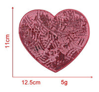 HKM-939539 Sequin Heart Embroidery Patch with Hot Melt Adhesive for DIY Decorations