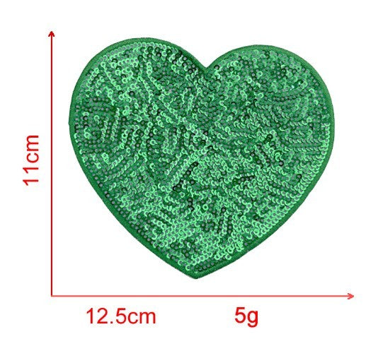 KTX-939539 Sequin Heart Embroidery Patch with Hot Melt Adhesive for DIY Decorations