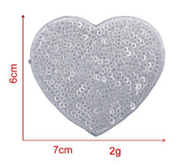 HKM-939539 Sequin Heart Embroidery Patch with Hot Melt Adhesive for DIY Decorations