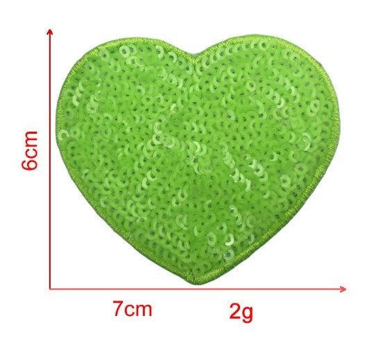 KTX-939539 Sequin Heart Embroidery Patch with Hot Melt Adhesive for DIY Decorations