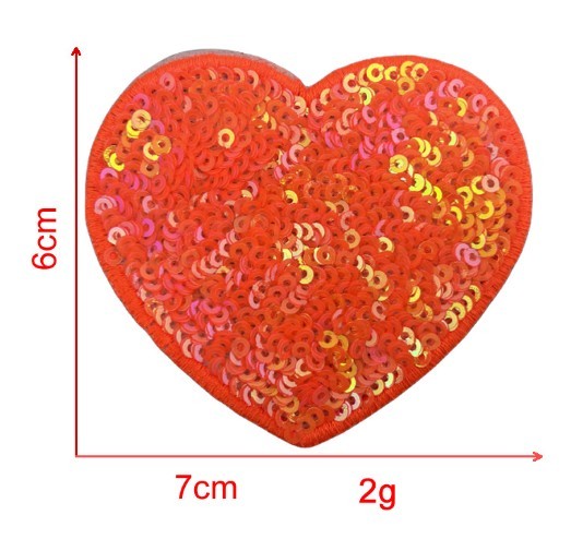 KTX-939539 Sequin Heart Embroidery Patch with Hot Melt Adhesive for DIY Decorations