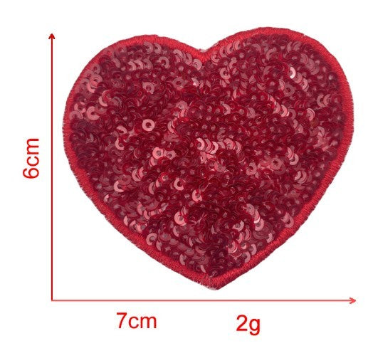 KTX-939539 Sequin Heart Embroidery Patch with Hot Melt Adhesive for DIY Decorations