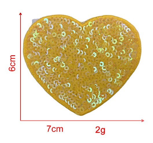 KTX-939539 Sequin Heart Embroidery Patch with Hot Melt Adhesive for DIY Decorations