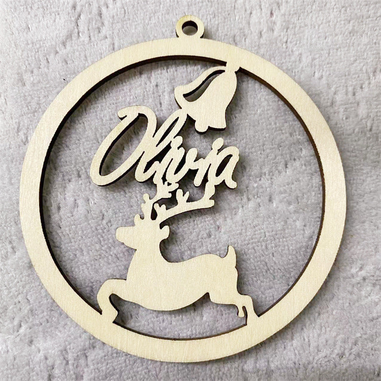 HKM-939667 Hollow Wooden Christmas Tree Pendant - DIY Carving Decorative Ornament in Various Styles