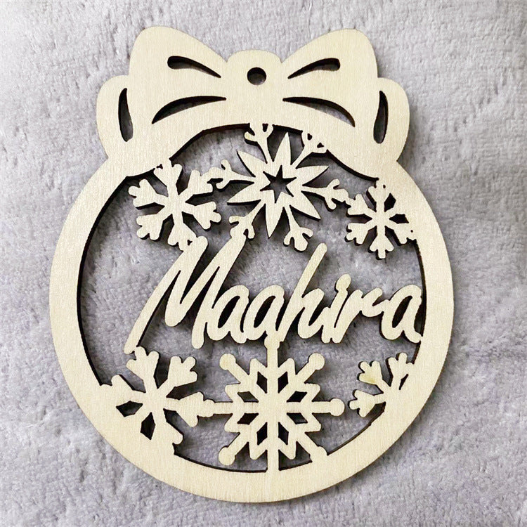 HKM-939667 Hollow Wooden Christmas Tree Pendant - DIY Carving Decorative Ornament in Various Styles