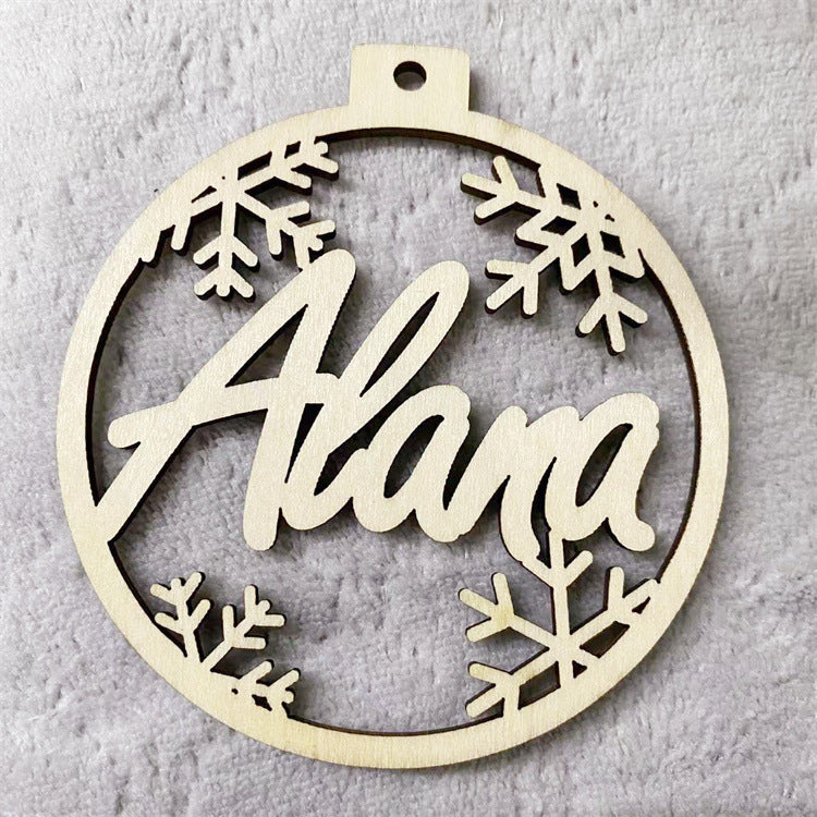 HKM-939667 Hollow Wooden Christmas Tree Pendant - DIY Carving Decorative Ornament in Various Styles