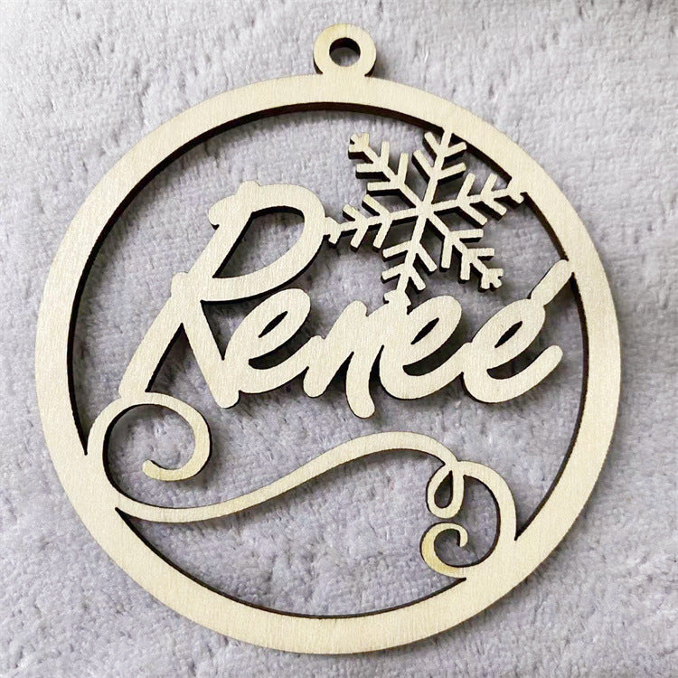 HKM-939667 Hollow Wooden Christmas Tree Pendant - DIY Carving Decorative Ornament in Various Styles