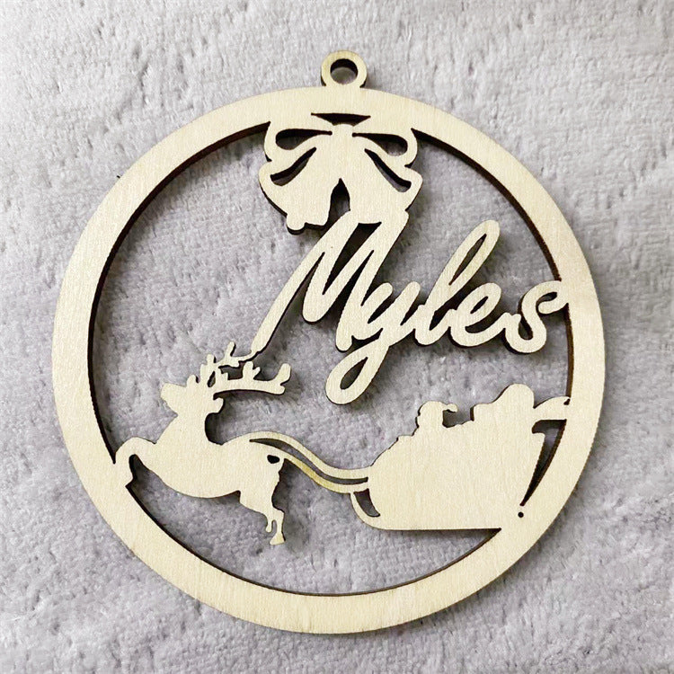 HKM-939667 Hollow Wooden Christmas Tree Pendant - DIY Carving Decorative Ornament in Various Styles