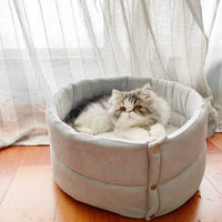HKM-939667 Multifunctional Cylindrical Cat Bed with Soft Plush Interior and Removable Cover