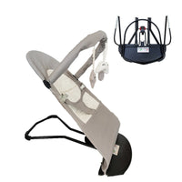 HKM-939859 Light Gray and Dark Gray Baby Rocking Chair with Reinforced Metal Frame and Cotton Padding, 0-3 Years