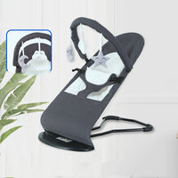 HKM-939859 Light Gray and Dark Gray Baby Rocking Chair with Reinforced Metal Frame and Cotton Padding, 0-3 Years
