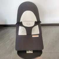 HKM-939859 Light Gray and Dark Gray Baby Rocking Chair with Reinforced Metal Frame and Cotton Padding, 0-3 Years