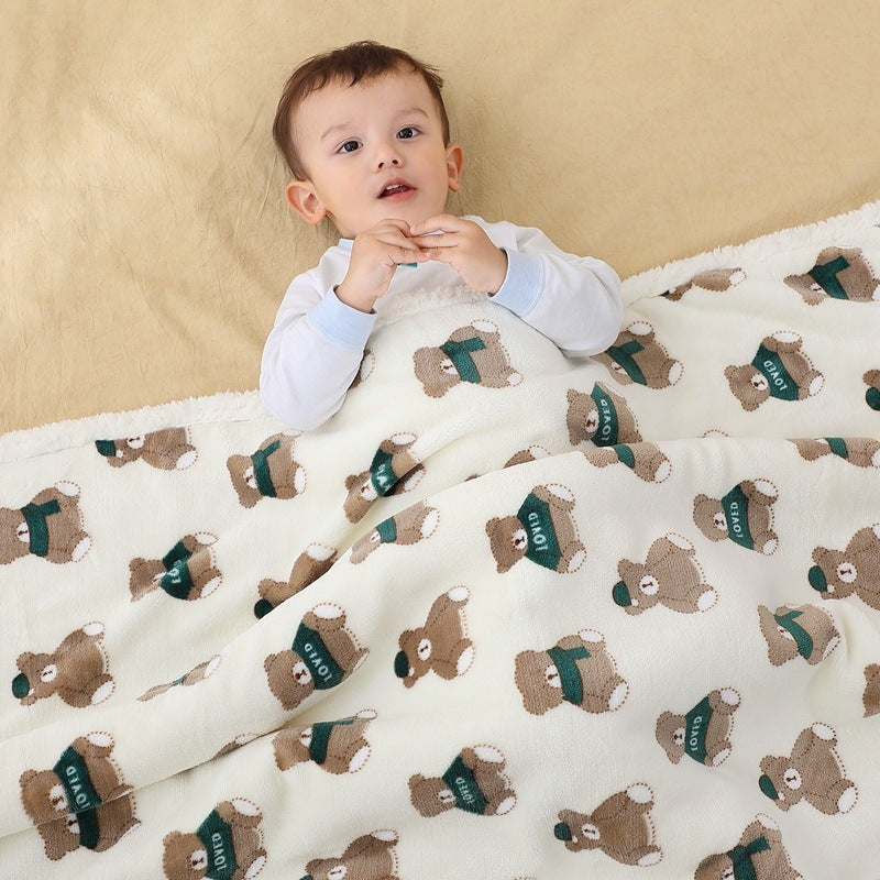 HKM-939859 Soft Avocado Coral Fleece Newborn Swaddling Blanket for All Seasons