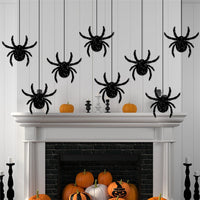 HKM-939987 Happy Halloween Banner and Spider Ornament Set with Black Rope for Trick or Treat Theme Party Decorations