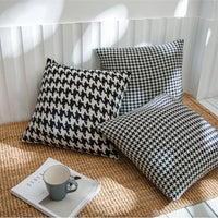 HKM-939987 Nordic Black and White Houndstooth Cotton Cushion Cover 45x45cm