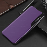 HKM-940115 Half-Window Leather Flip Cover for Mobile Phones - Stylish Color Options