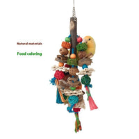 HKM-940115 Natural Material Parrot Decompression Toy with Colorful String Combination for Small to Medium Birds