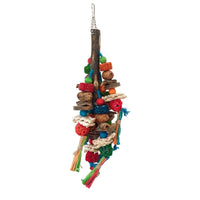 HKM-940115 Natural Material Parrot Decompression Toy with Colorful String Combination for Small to Medium Birds