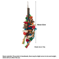 HKM-940115 Natural Material Parrot Decompression Toy with Colorful String Combination for Small to Medium Birds