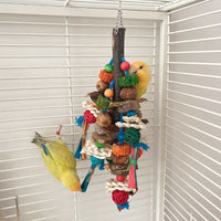 HKM-940115 Natural Material Parrot Decompression Toy with Colorful String Combination for Small to Medium Birds