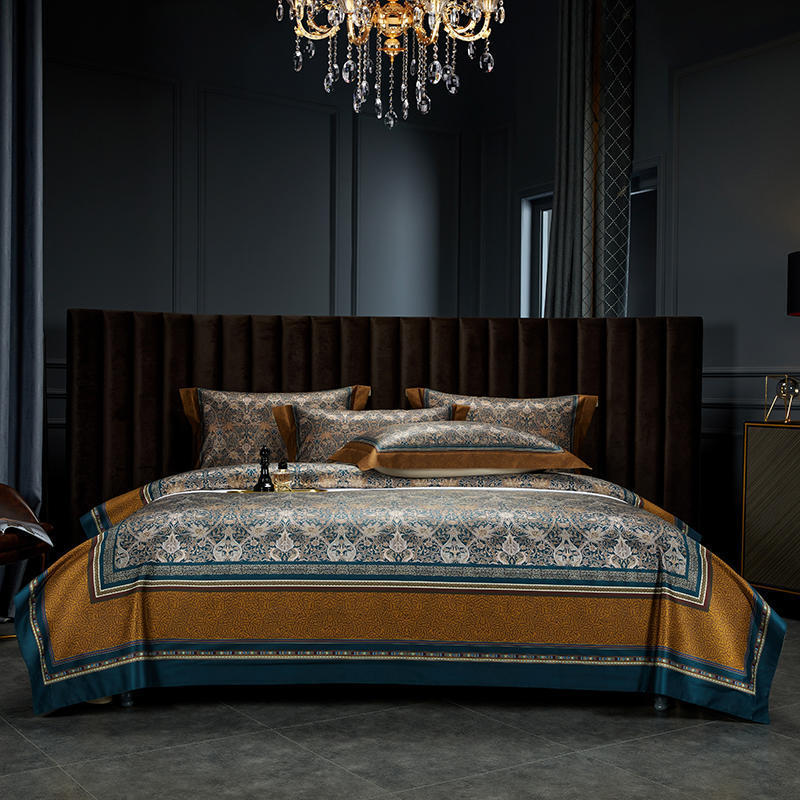 HKM-940179 Italian Court 140 Long-Staple Cotton Jacquard Four-Piece Bedding Set - Various Sizes Available