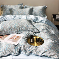 HKM-940179 Light Luxury Plant and Flower Design Silk Bedding Set - Four-Piece Collection in Multiple Sizes