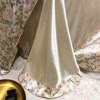 HKM-940179 Light Luxury Plant and Flower Design Silk Bedding Set - Four-Piece Collection in Multiple Sizes