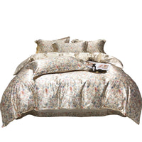 HKM-940179 Light Luxury Plant and Flower Design Silk Bedding Set - Four-Piece Collection in Multiple Sizes