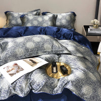 HKM-940179 Light Luxury Plant and Flower Design Silk Bedding Set - Four-Piece Collection in Multiple Sizes
