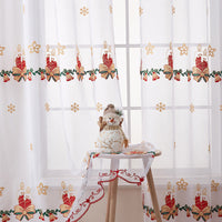 HKM-940563 Christmas Snowflake Semi-Sunshade Curtains – Embroidered Polyester, Various Sizes