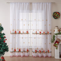 HKM-940563 Christmas Snowflake Semi-Sunshade Curtains – Embroidered Polyester, Various Sizes